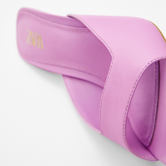 Zara Shoes Nitb Zara Square Leather Heeled Sandals Mauve Poshmark